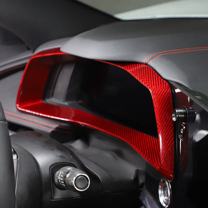 C8 Corvette Carbon Fiber Speedometer Gauge Cluster Interior Cover | Black / Red