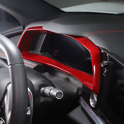 C8 Corvette Carbon Fiber Speedometer Gauge Cluster Interior Cover | Black / Red