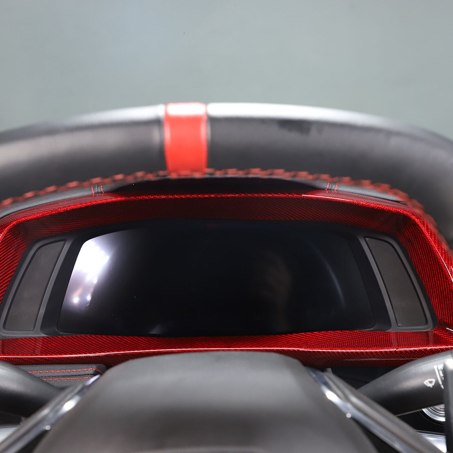C8 Corvette Carbon Fiber Speedometer Gauge Cluster Interior Cover | Black / Red