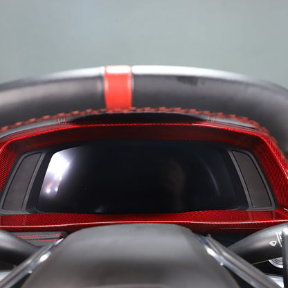 C8 Corvette Carbon Fiber Speedometer Gauge Cluster Interior Cover | Black / Red
