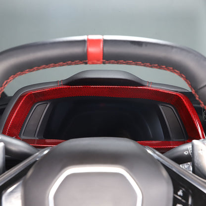 C8 Corvette Carbon Fiber Speedometer Gauge Cluster Interior Cover | Black / Red