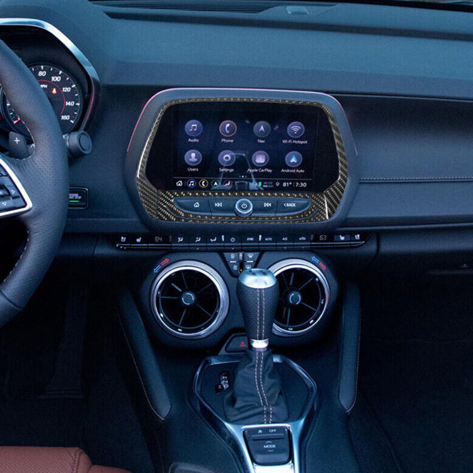 2016 - 24 Camaro Real Soft Carbon Fiber 8" Radio Screen Insert Trim Cover | Next-Gen Carbon