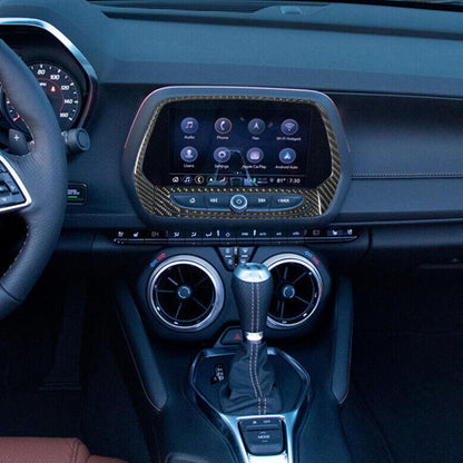 2016 - 24 Camaro Real Soft Carbon Fiber 8" Radio Screen Insert Trim Cover | Next-Gen Carbon