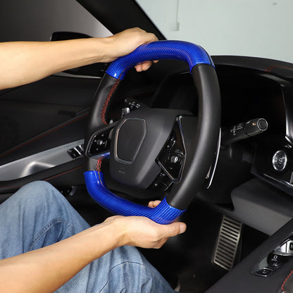 C8 Corvette Real Blue Carbon Fiber Steering Wheel Conversion Cover Kit | Stingray / Z06