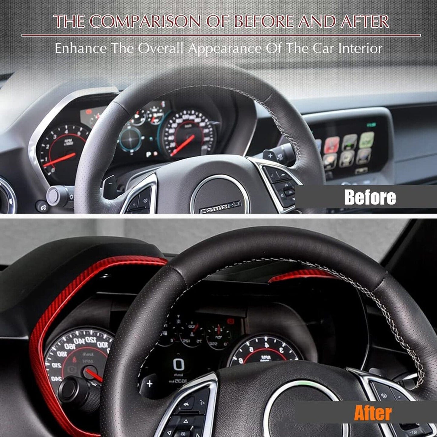 2016 - 24 Camaro Real Carbon Fiber Speedometer Trim Covers in Black / Red / Blue