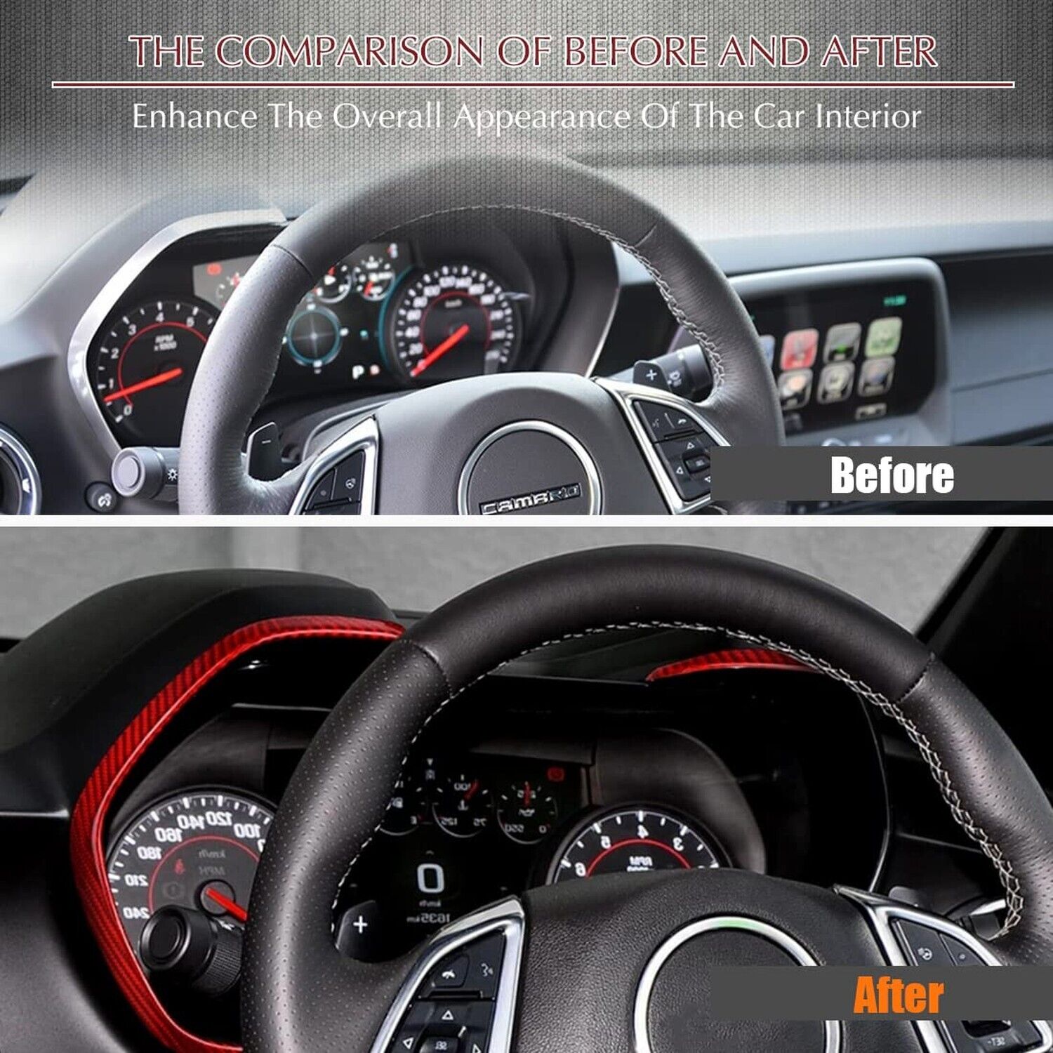 2016 - 24 Camaro Real Carbon Fiber Speedometer Trim Covers in Black / Red / Blue