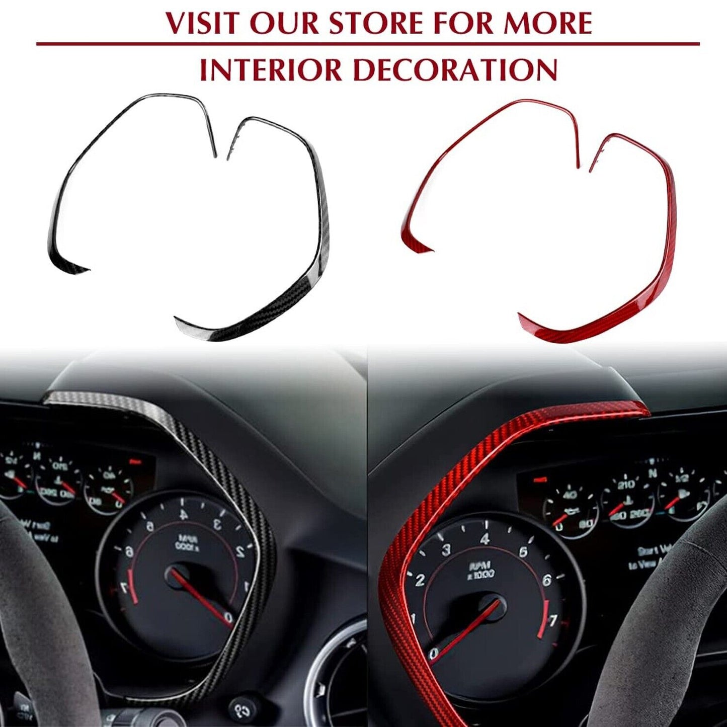 2016 - 24 Camaro Real Carbon Fiber Speedometer Trim Covers in Black / Red / Blue