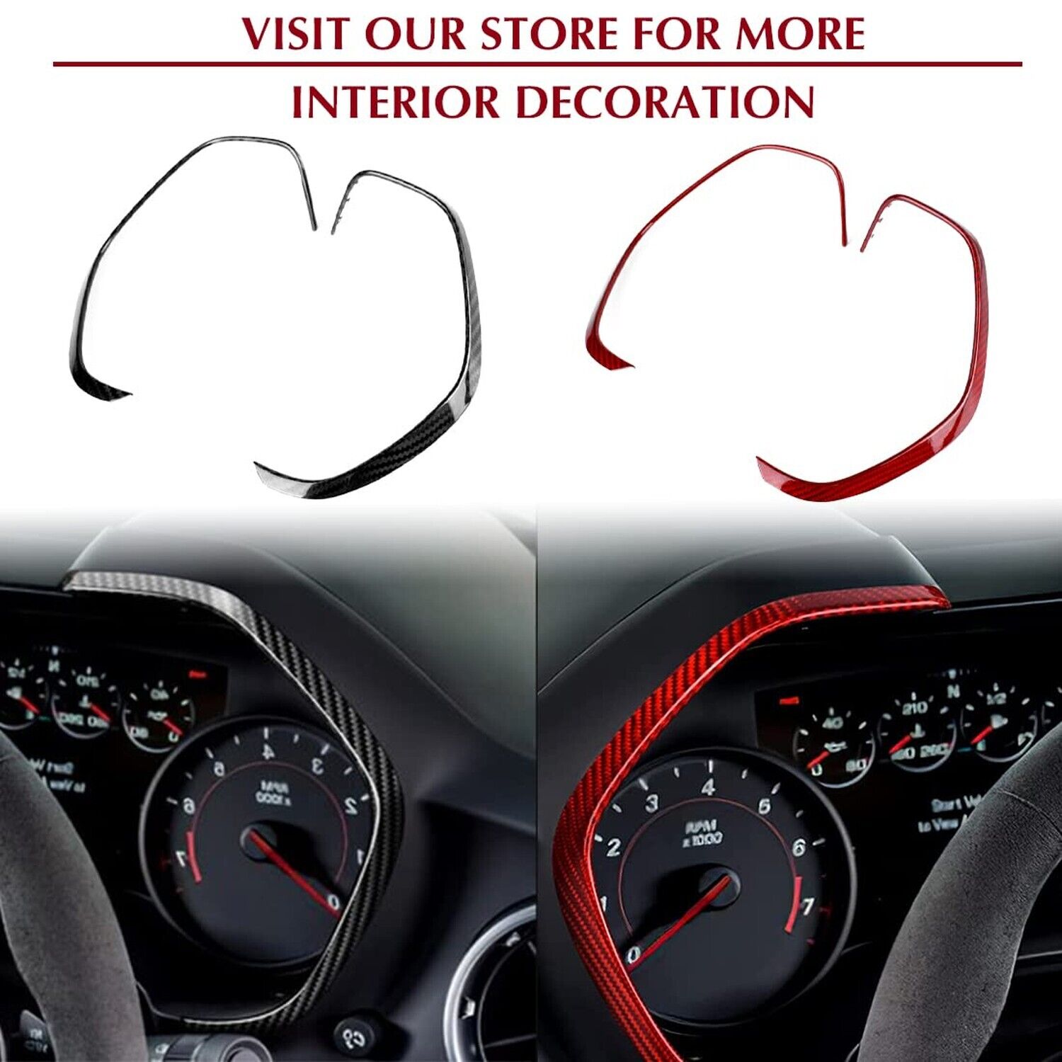 2016 - 24 Camaro Real Carbon Fiber Speedometer Trim Covers in Black / Red / Blue