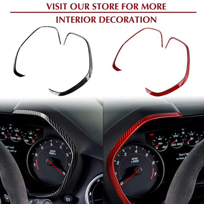2016 - 24 Camaro Real Carbon Fiber Speedometer Trim Covers in Black / Red / Blue