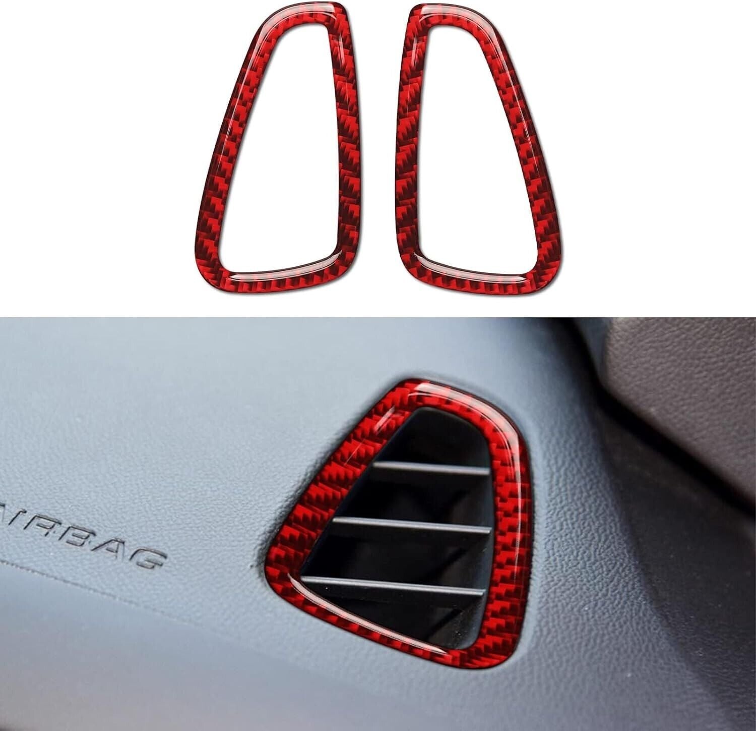 2016 - 24 Camaro Real Carbon Fiber Dash Vent Covers | Black / Red
