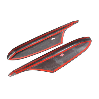 C8 Corvette Real Carbon Fiber Door Panel Armrest Covers | Black / Red