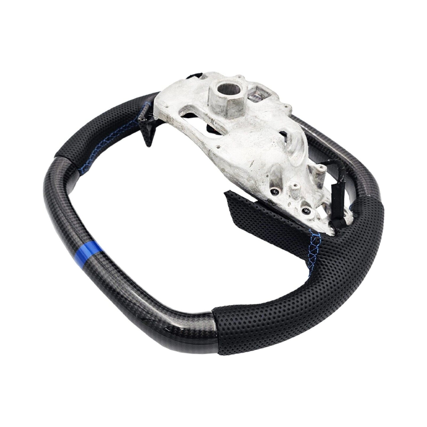 C8 Corvette Carbon Fiber Heated Leather Steering Wheel Blue (Bare) - In Stock