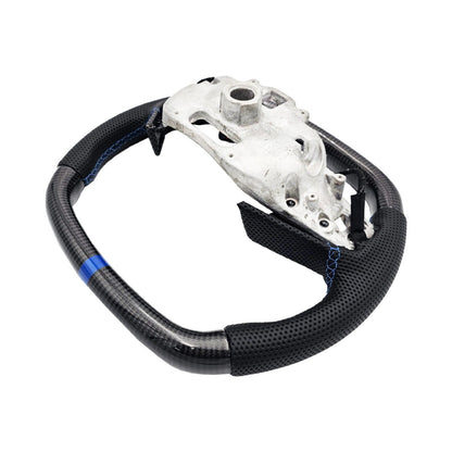C8 Corvette Carbon Fiber Heated Leather Steering Wheel Blue (Bare) - In Stock