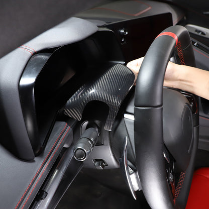 C8 Corvette Carbon Fiber Steering Wheel Base Panel Trim Cover | Black / Red