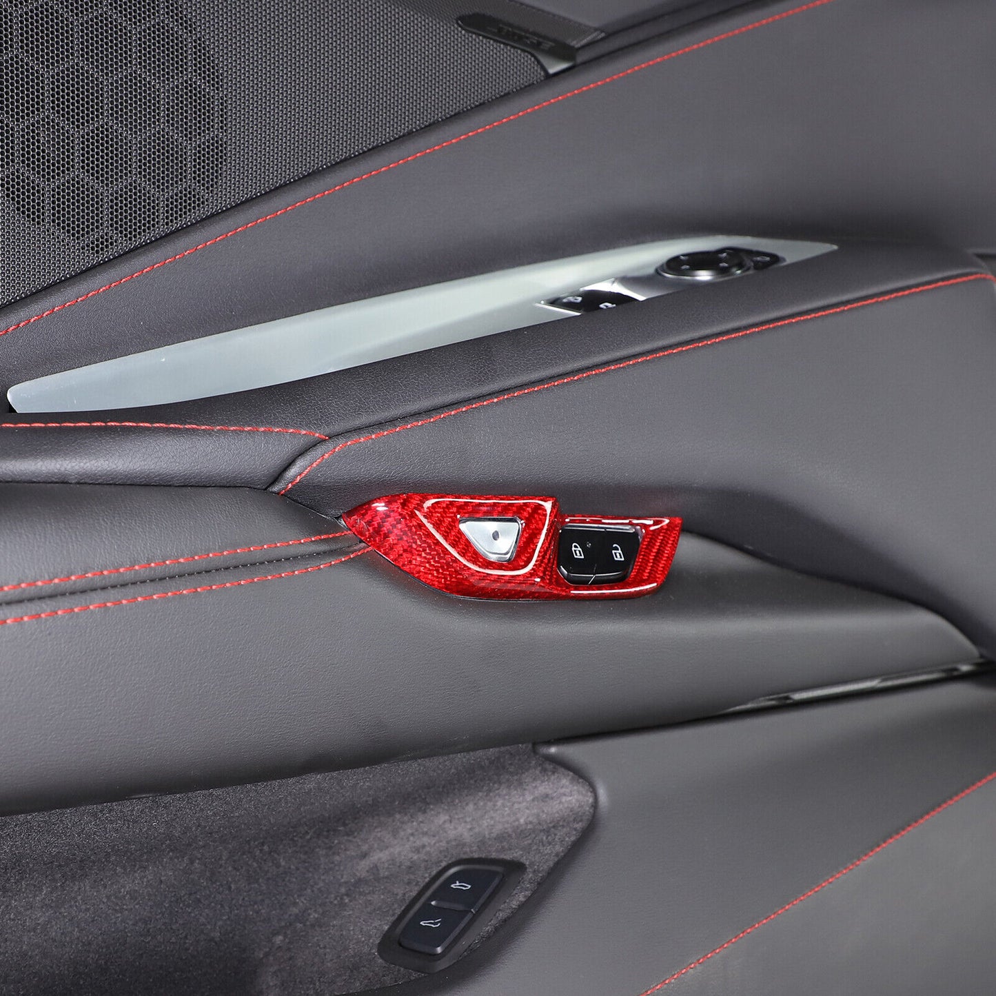 C8 Corvette Carbon Fiber Unlock/Lock Button Trim Cover | Next-Gen Carbon