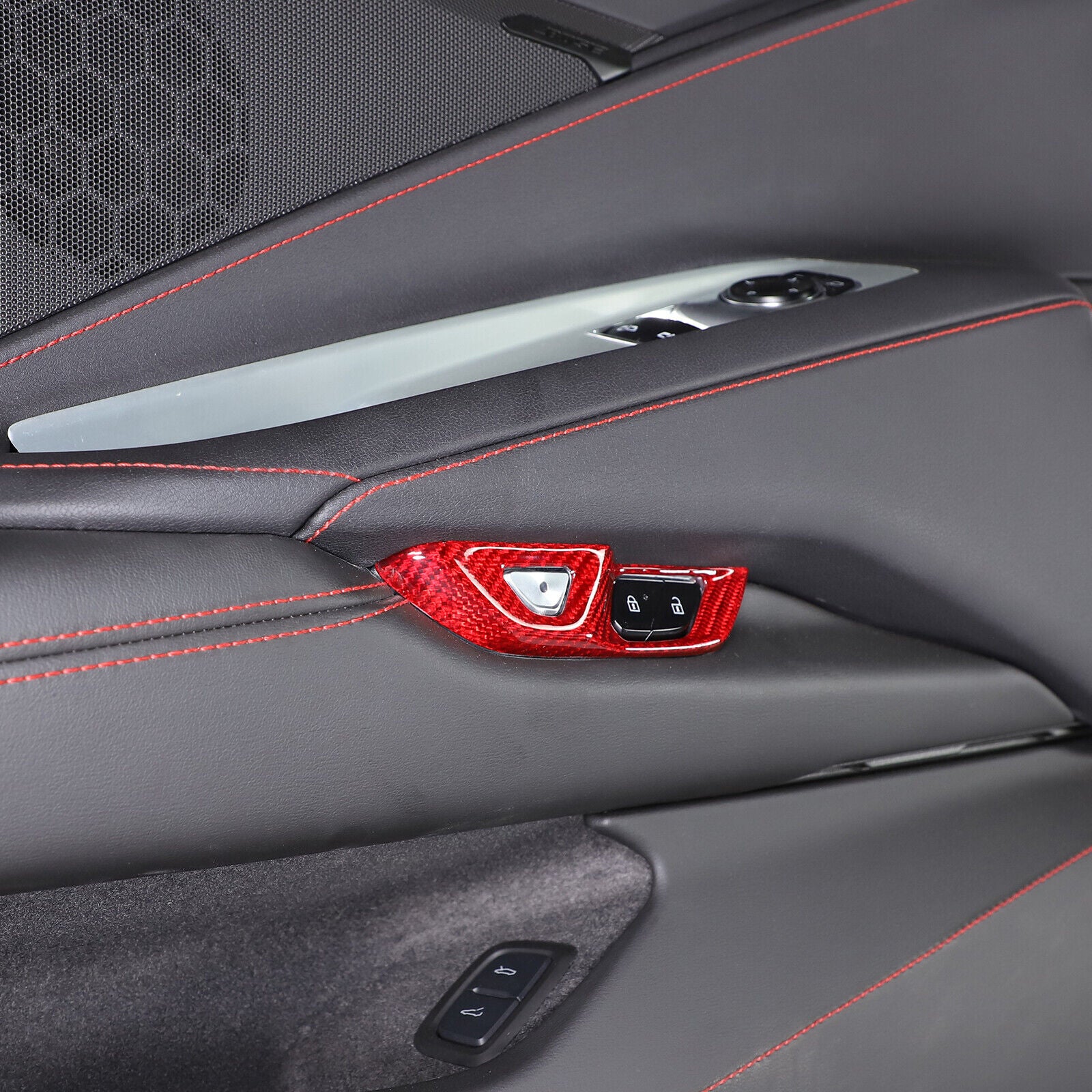 C8 Corvette Carbon Fiber Unlock/Lock Button Trim Cover | Next-Gen Carbon