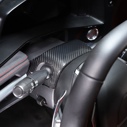 C8 Corvette Carbon Fiber Steering Wheel Base Panel Trim Cover | Black / Red