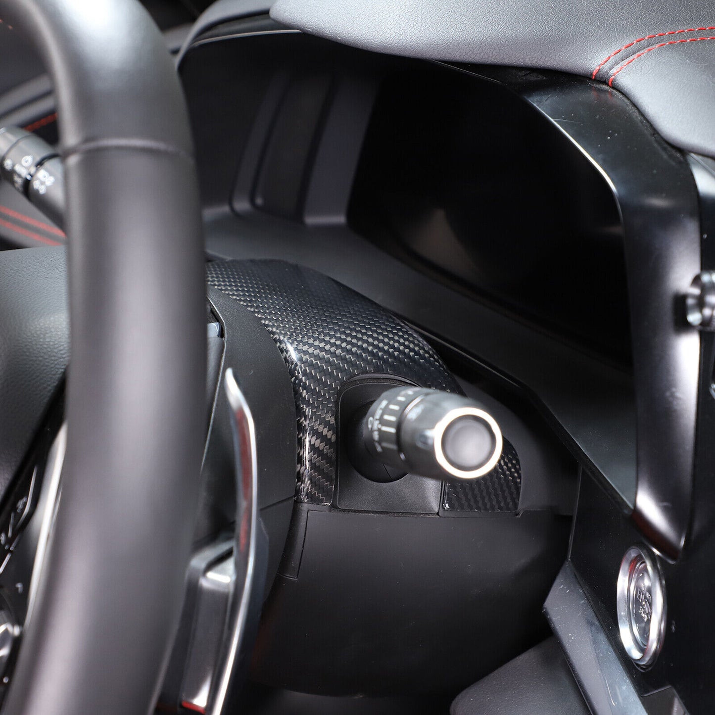 C8 Corvette Carbon Fiber Steering Wheel Base Panel Trim Cover | Black / Red