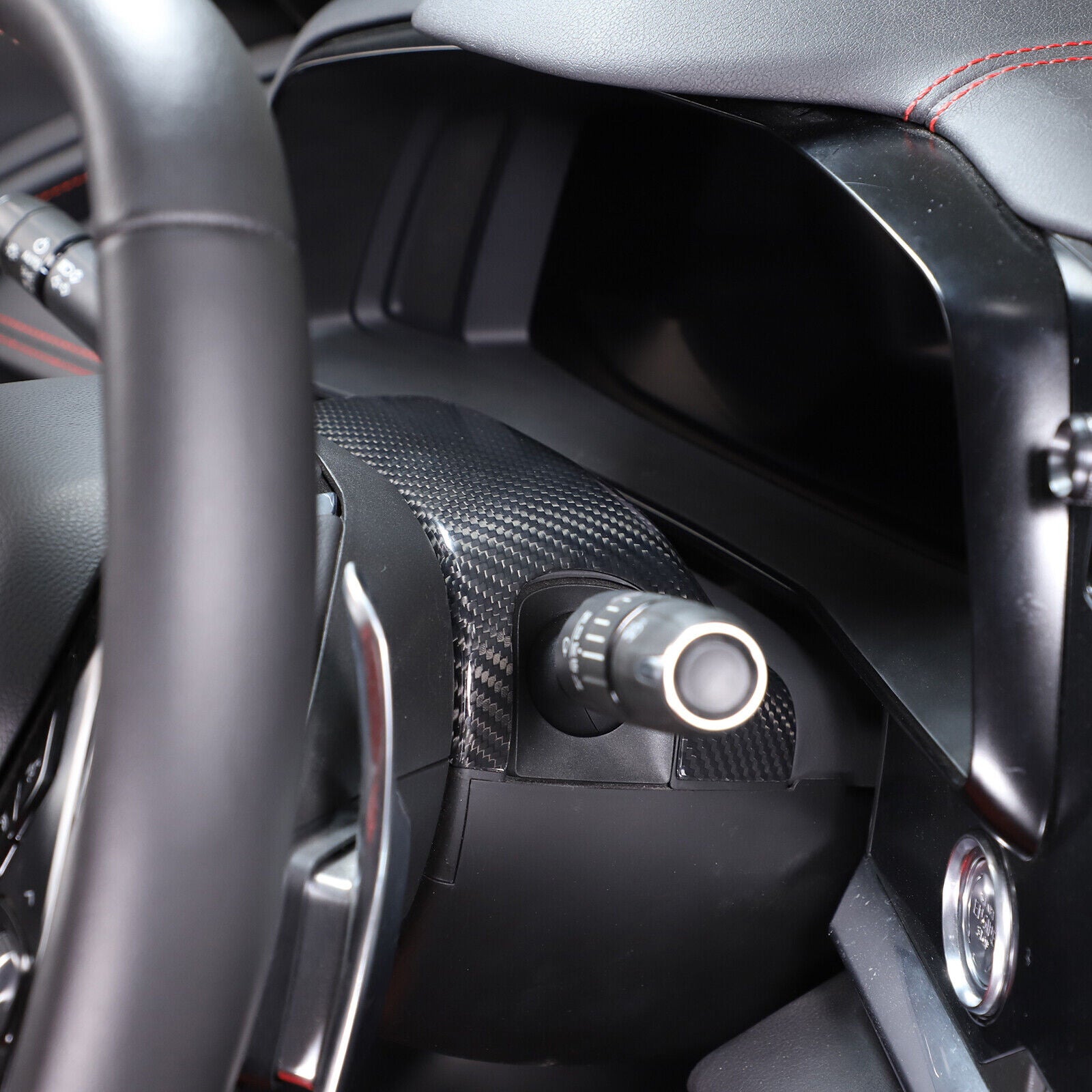 C8 Corvette Carbon Fiber Steering Wheel Base Panel Trim Cover | Black / Red