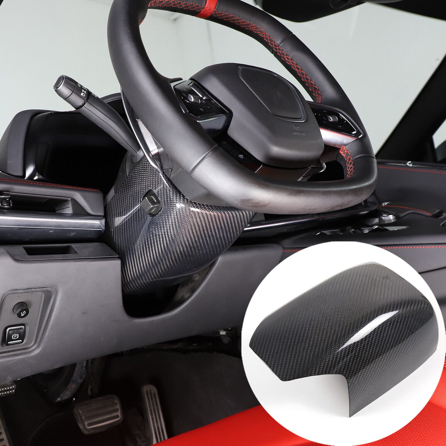 C8 Corvette Carbon Fiber Steering Wheel Base Lower Cover | Black / Red / Blue/ Forged