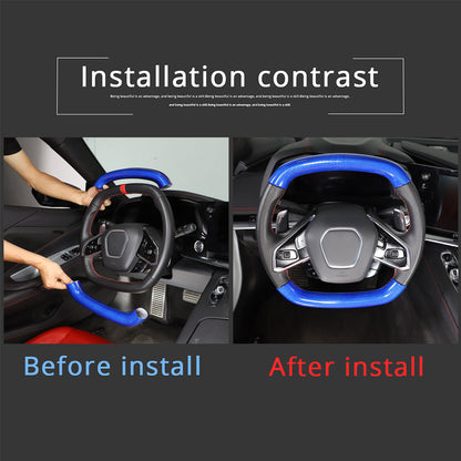 C8 Corvette Real Blue Carbon Fiber Steering Wheel Conversion Cover Kit | Stingray / Z06