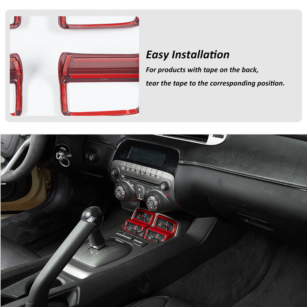 2010 - 15 Camaro Red ABS Interior Gearbox Gauge Trim Cover Kit
