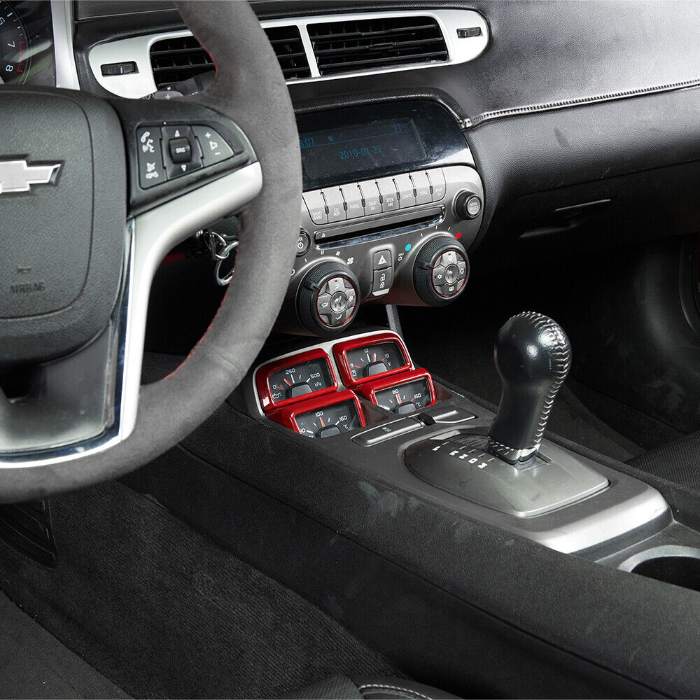 2010 - 15 Camaro Red ABS Interior Gearbox Gauge Trim Cover Kit