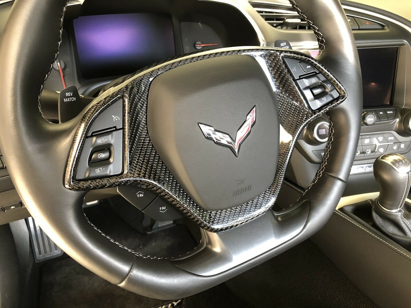 2014 - 19 C7 Corvette Carbon Fiber Steering Wheel Trim Cover | Next-Gen Carbon