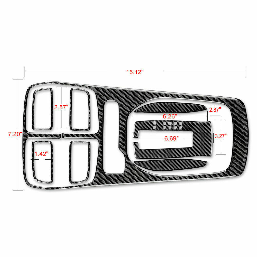 2010 - 15 Camaro Real Carbon Fiber Center Console Cover Overlay Kit | Black / Red Carbon