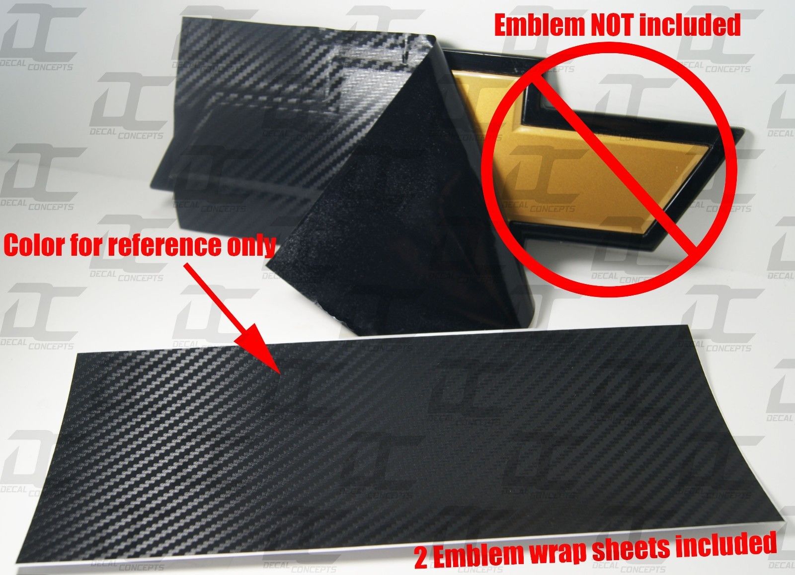 Carbon Fiber Universal Chevy Bowtie Emblem Wrap Sheet Kit Overlay