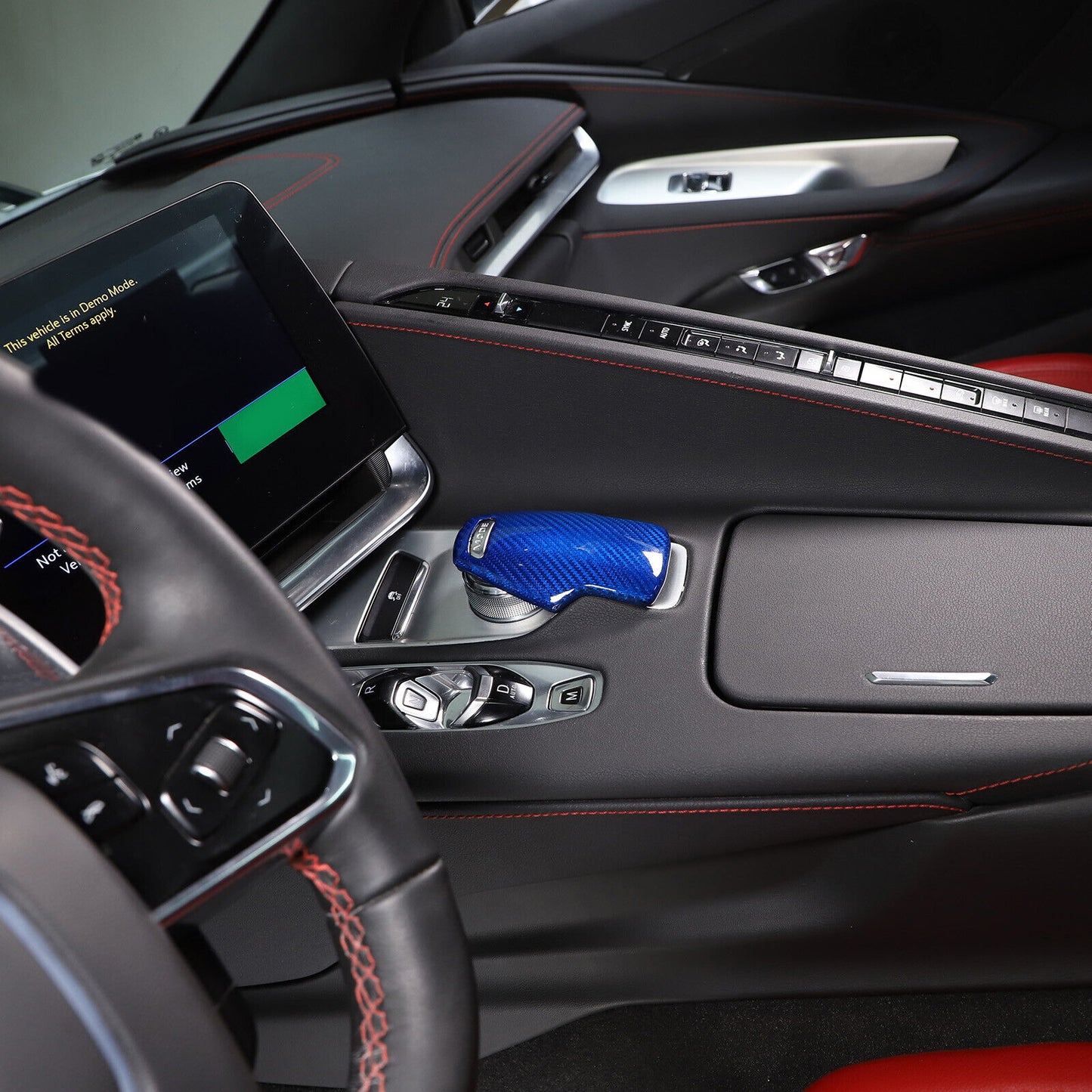 C8 Corvette Carbon Fiber Mode Selector Cover (With/Without Logo) | Black / Red / Blue Carbon