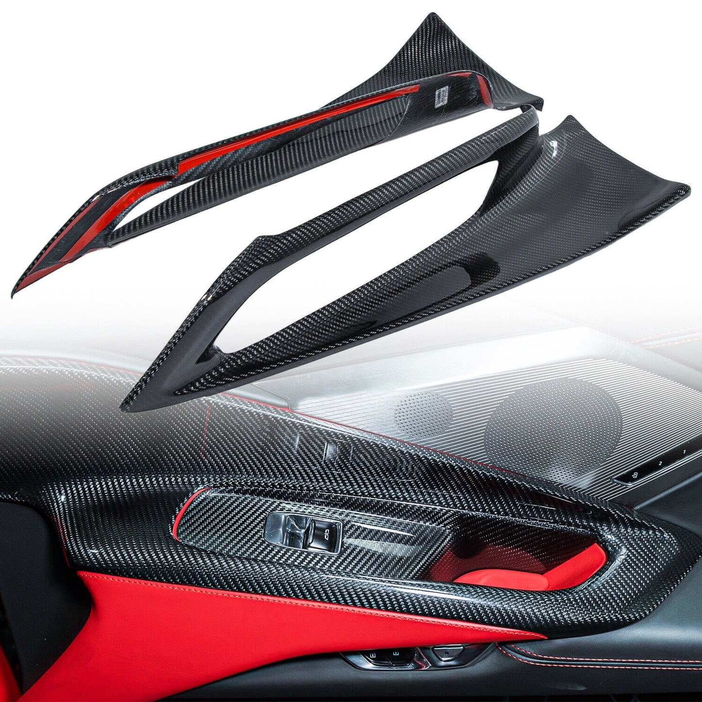 C8 Corvette Carbon Fiber Window Switch Frame Trim Covers | Next-Gen Carbon