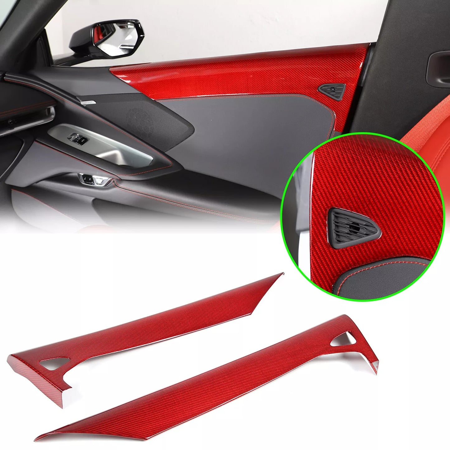 C8 Corvette Carbon Fiber Interior Inner Door Upper Covers | Next-Gen Carbon