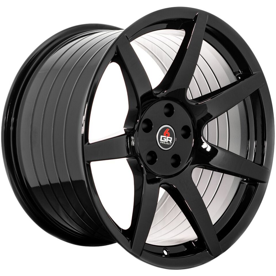 2015-24 Mustang 19'' Project 6GR Seven Spoke Black Staggered Concave Wheels