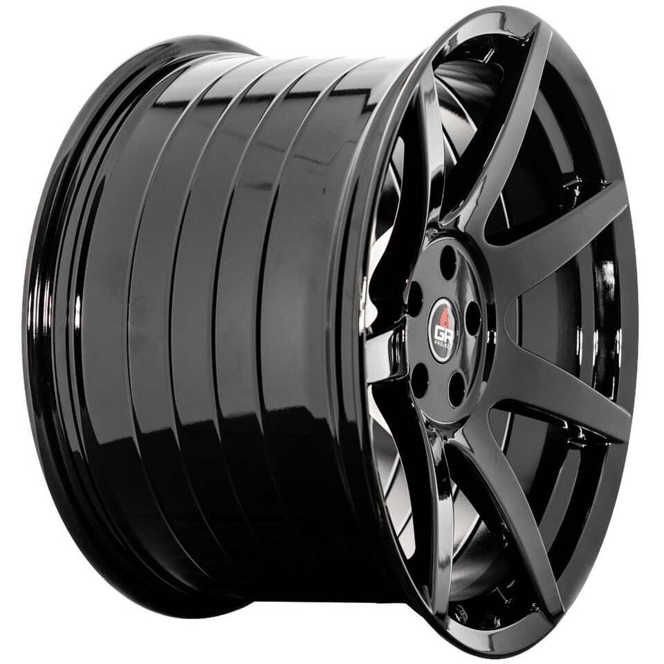2015-24 Mustang 19'' Project 6GR Seven Spoke Black Staggered Concave Wheels