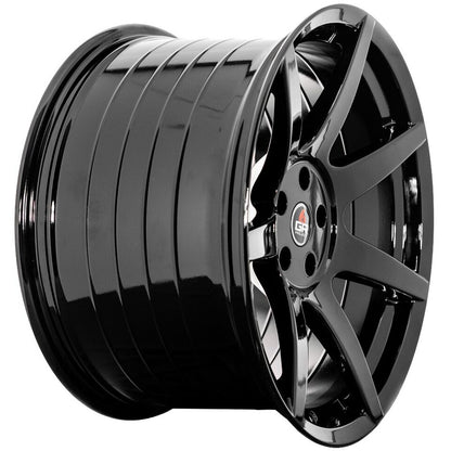 2015-24 Mustang 19'' Project 6GR Seven Spoke Black Staggered Concave Wheels