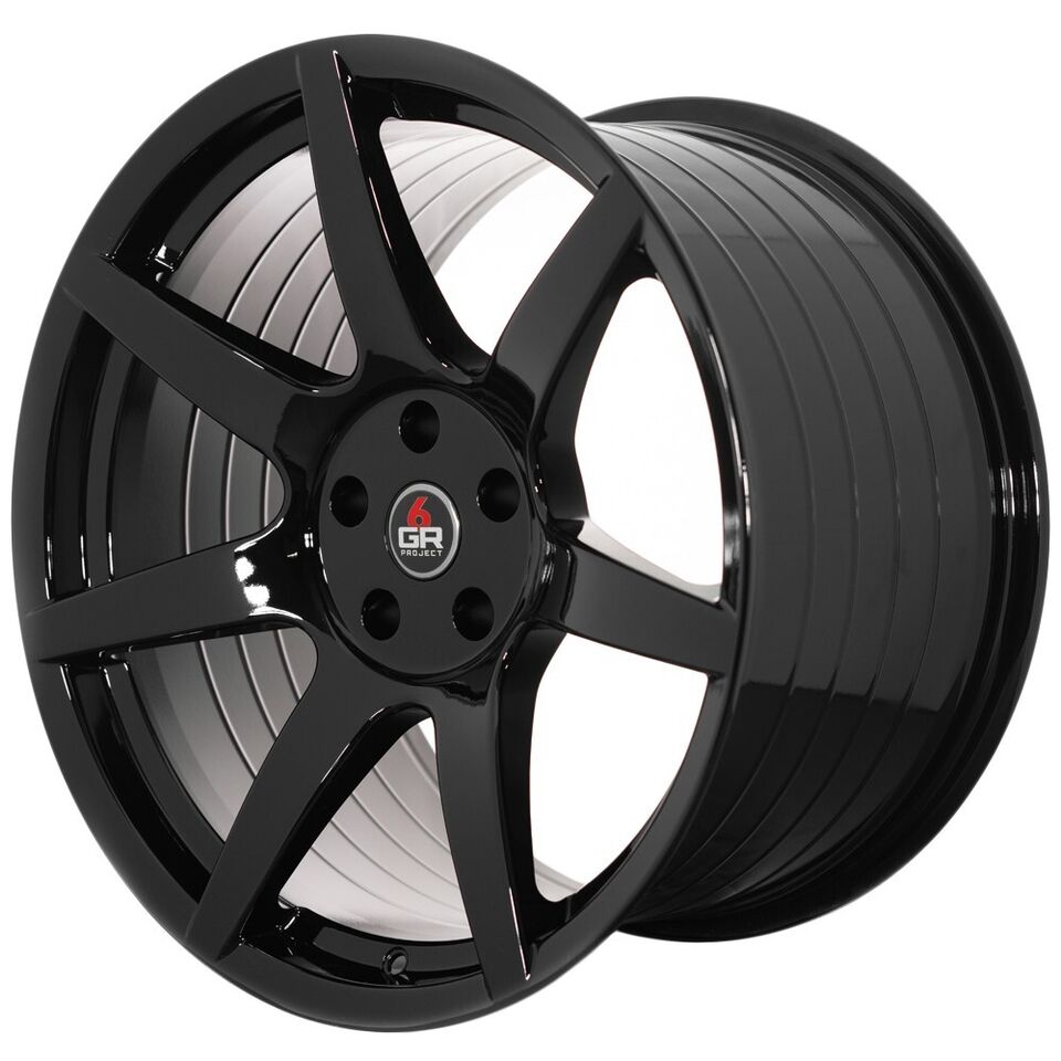 2015-24 Mustang 19'' Project 6GR Seven Spoke Black Staggered Concave Wheels