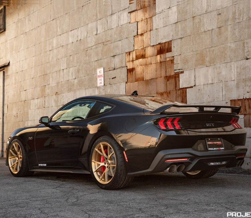 2015-24 Mustang 20'' Project 6GR Ten Spoke Black Staggered Concave Wheels