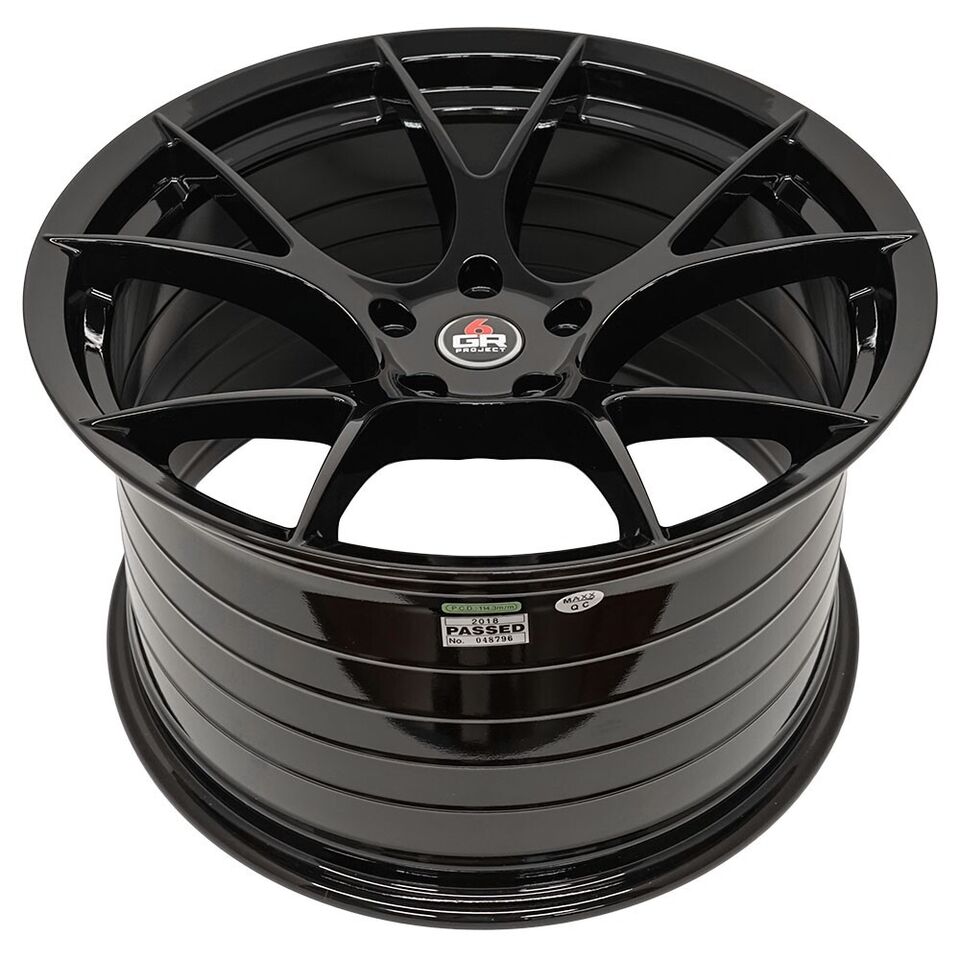 2015-24 Mustang 20'' Project 6GR Ten Spoke Black Staggered Concave Wheels