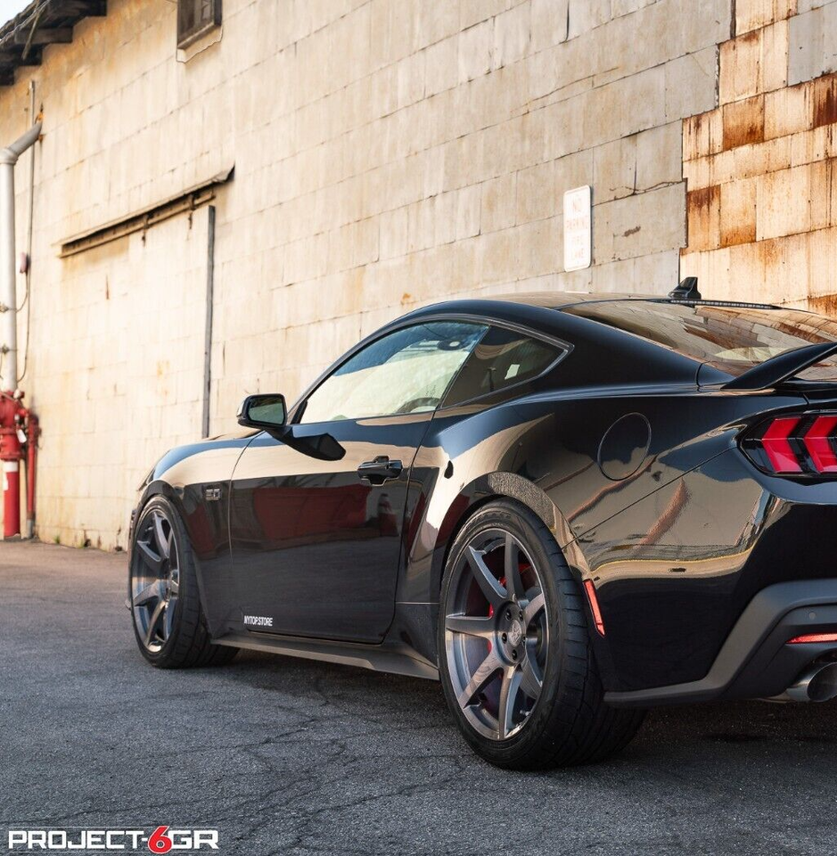 2015-24 Mustang 19'' Project 6GR Seven Spoke Black Staggered Concave Wheels