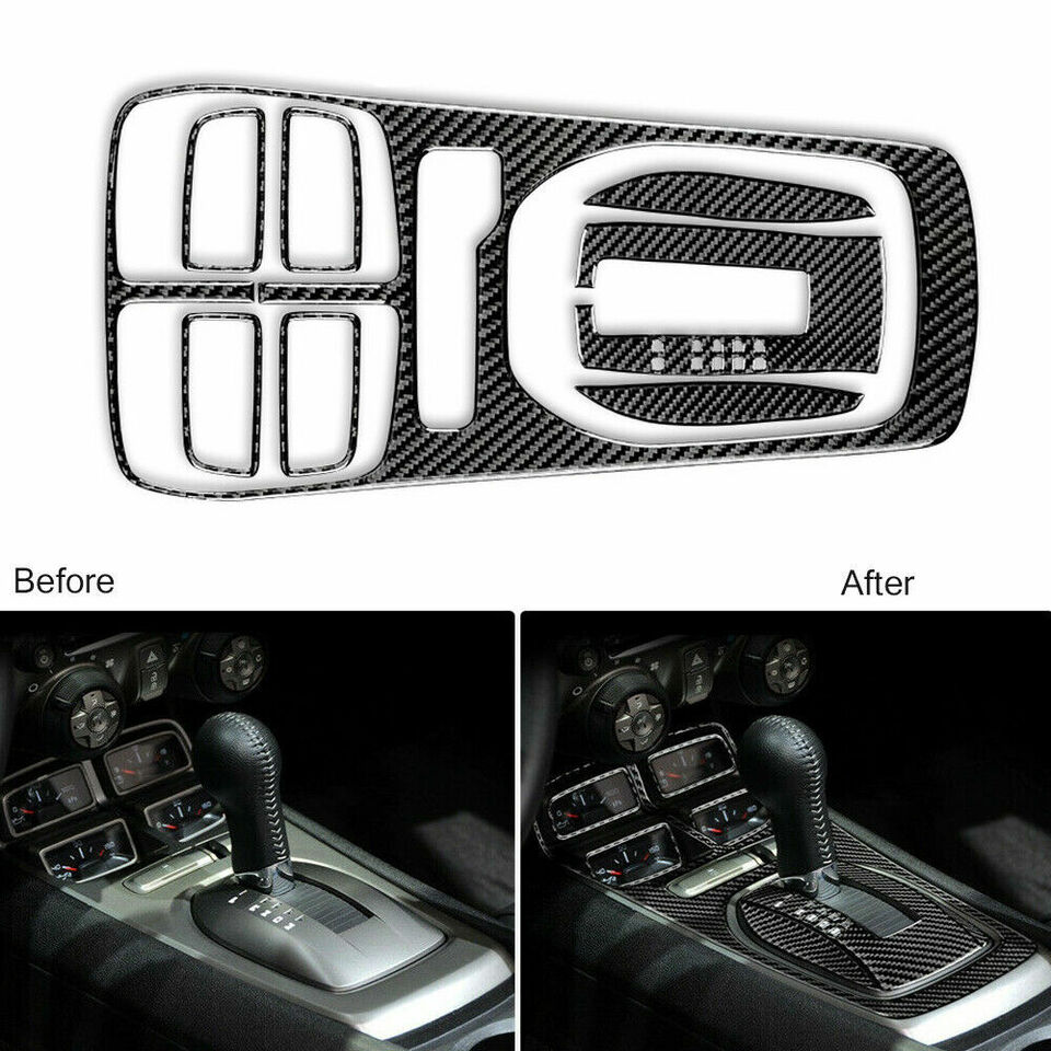 2010 - 15 Camaro Real Carbon Fiber Center Console Cover Overlay Kit | Black / Red Carbon