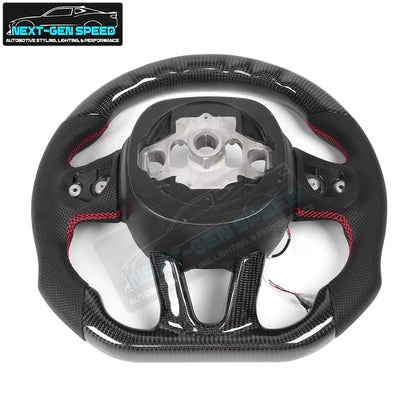 2015 - 23 Dodge Charger / Challenger / Durango / Track Hawk SRT Carbon Fiber Red Leather Steering Wheel | Next-Gen Carbon