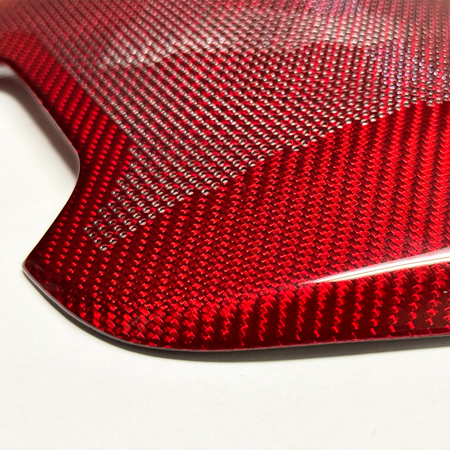 C8 Corvette Carbon Fiber Interior Subwoofer Speaker Cover | Black / Red Carbon