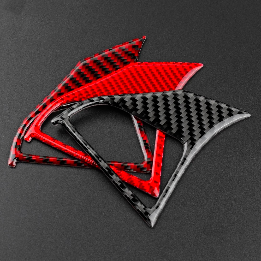 2013-15 Camaro Real Carbon Fiber Steering Wheel Trim Cover Kit | Black / Red Carbon