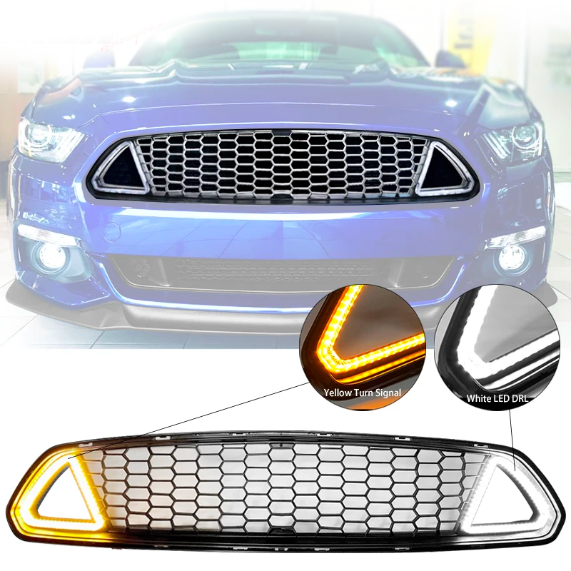 2015 - 17 Mustang Front Bumper Upper Grille W/ LED Lights