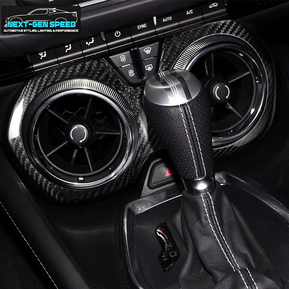 2016 - 24 Camaro Real Carbon Fiber Air Vent Bezel Cover | Black/Red/Blue Carbon