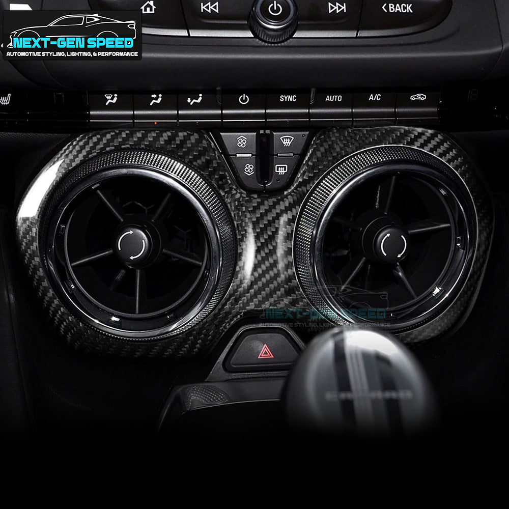 2016 - 24 Camaro Real Carbon Fiber Air Vent Bezel Cover | Black/Red/Blue Carbon