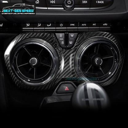 2016 - 24 Camaro Real Carbon Fiber Air Vent Bezel Cover | Black/Red/Blue Carbon