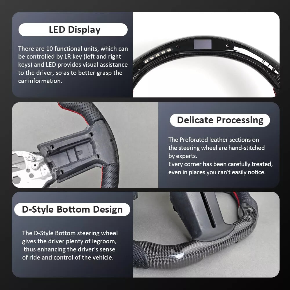 2010 - 14 Ford Mustang LED RPM Carbon Fiber Steering Wheel | Next-Gen Carbon