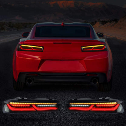 2016 - 18 Camaro Smoked Sequential Tail Lights - Amber Signal